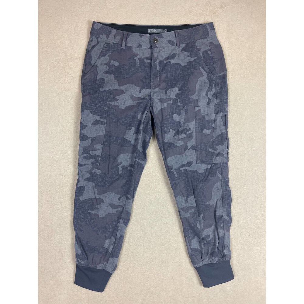 Prana‎ Womens 8 Capri Hiking Pants Camo Print Multicolor Tapered Leg Drawstring